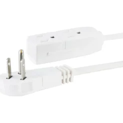 GE 3-Outlet 8ft. Indoor Extension Cord with Right-Angle Plug, White