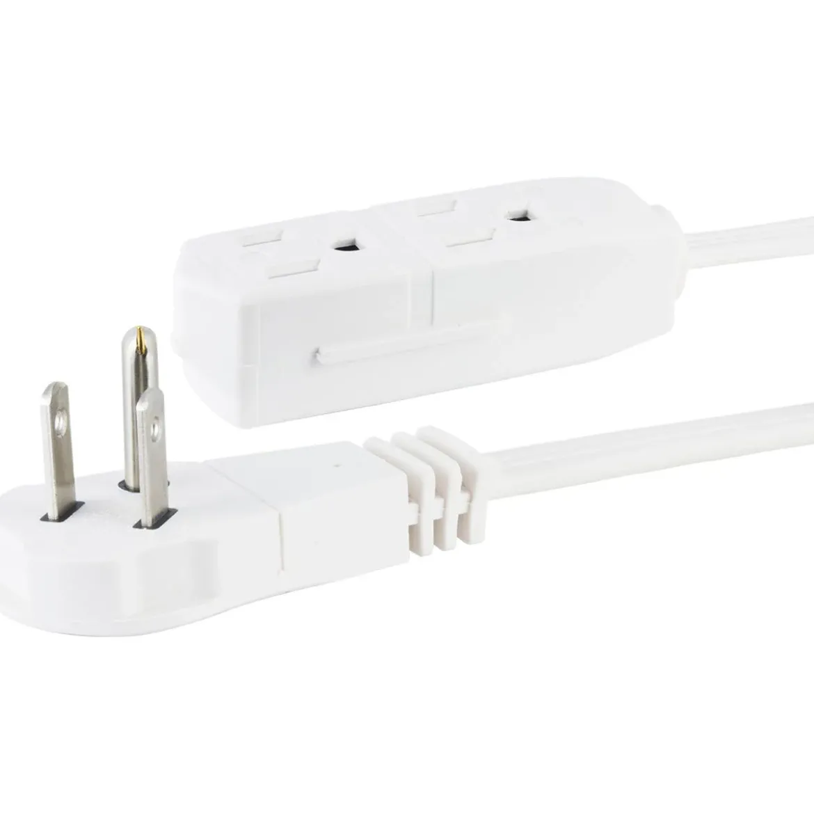 GE 3-Outlet 8ft. Indoor Extension Cord with Right-Angle Plug, White