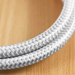 GE 3-Outlet 1ft. Mini Braided Extension Cord with Flat Plug, White/Gray