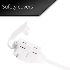 GE 3-Outlet 6ft. Polarized Dual Split Extension Cord, White