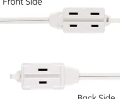 GE 3-Outlet 6ft. Polarized Dual Split Extension Cord, White