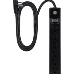 GE 6-Outlet 7ft. Power Strip, Black