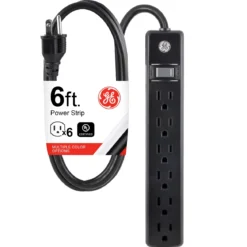 GE 6-Outlet 6ft. Power Strip, Black