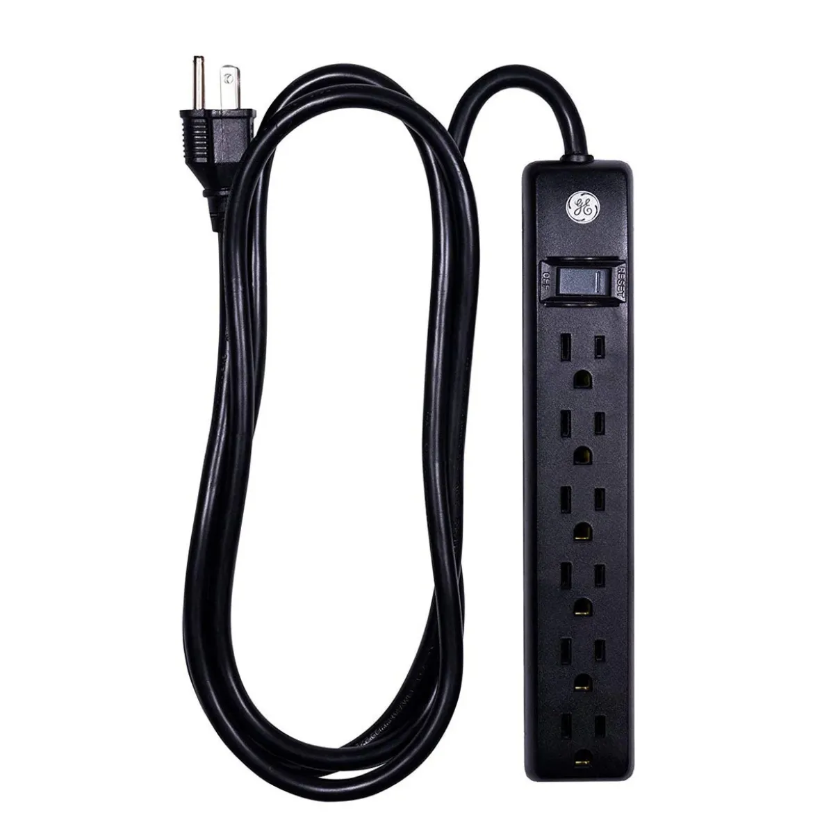 GE 6-Outlet 6ft. Power Strip, Black
