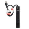 GE 6-Outlet 2ft. Power Strip, Black