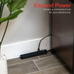 GE 6-Outlet 2ft. Power Strip, Black