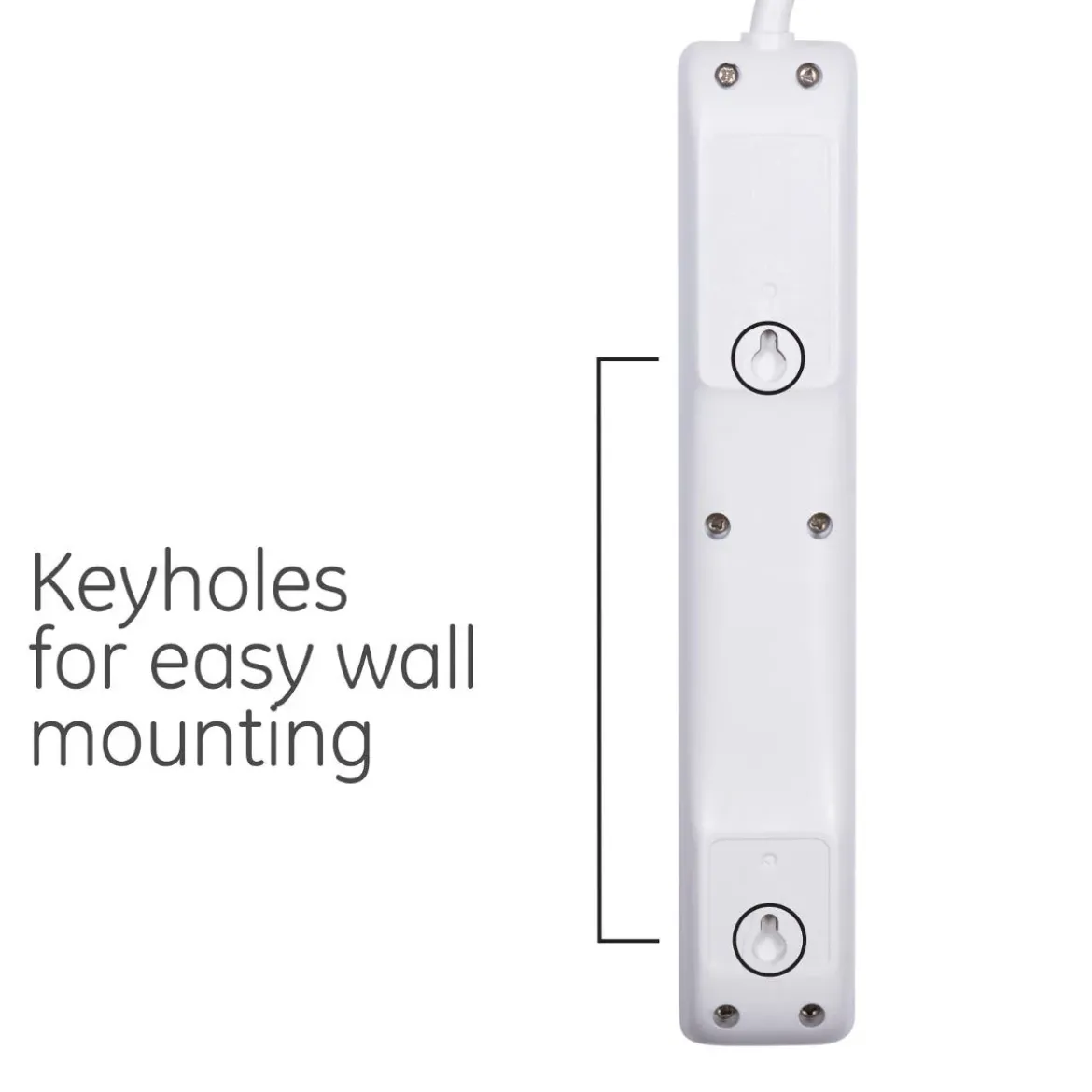 GE 6-Outlet 2ft. Power Strip, 2 Pack, White