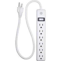 GE 6-Outlet 2ft. Power Strip, White
