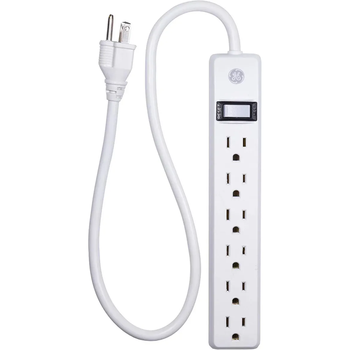 GE 6-Outlet 2ft. Power Strip, White