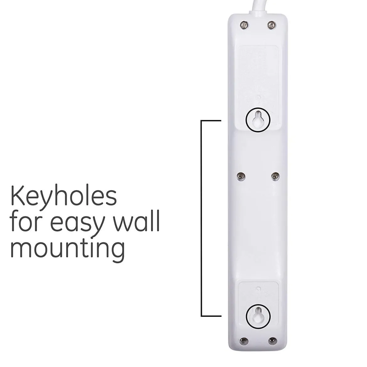 GE 6-Outlet 2ft. Power Strip, White