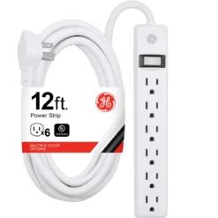 GE 6-Outlet 12ft. Power Strip, White