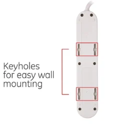 GE 6-Outlet 3ft. Power Strip with Twist-to-Close Safety Covers, White