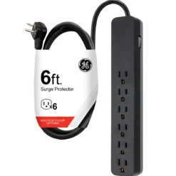 GE 6-Outlet 6ft. Surge Protector, Black