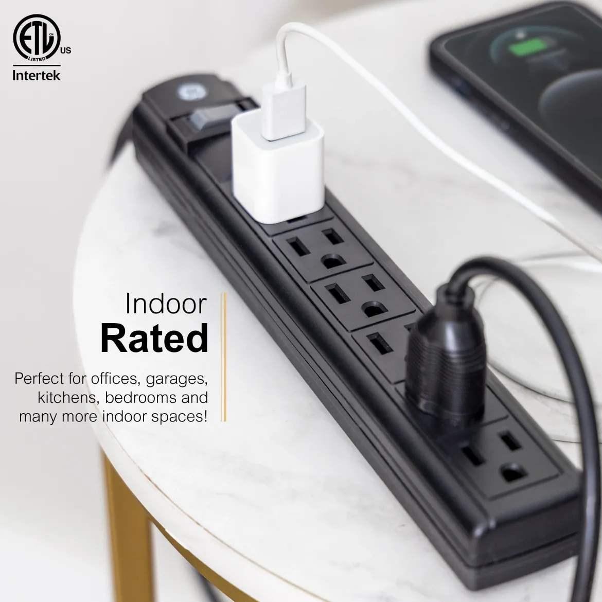 GE 6-Outlet 3ft. Surge Protector, 2 Pack, Black