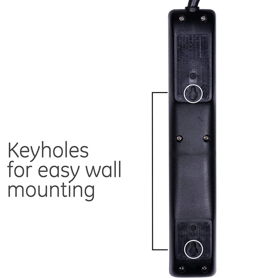 GE 6-Outlet 3ft. Surge Protector, 2 Pack, Black