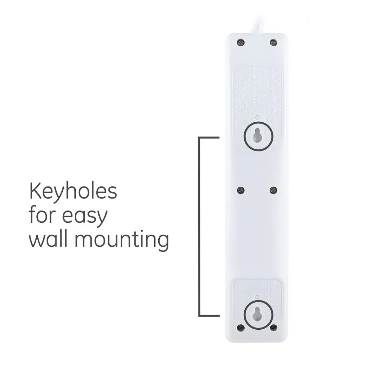 GE 6-Outlet 6ft. Surge Protector With Twist-To-Close Safety Covers, 2 Pack, White