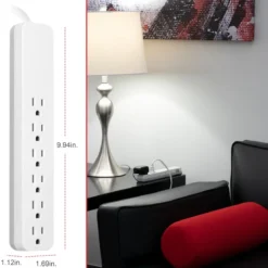 GE 6-Outlet 15ft. Surge Protector, White