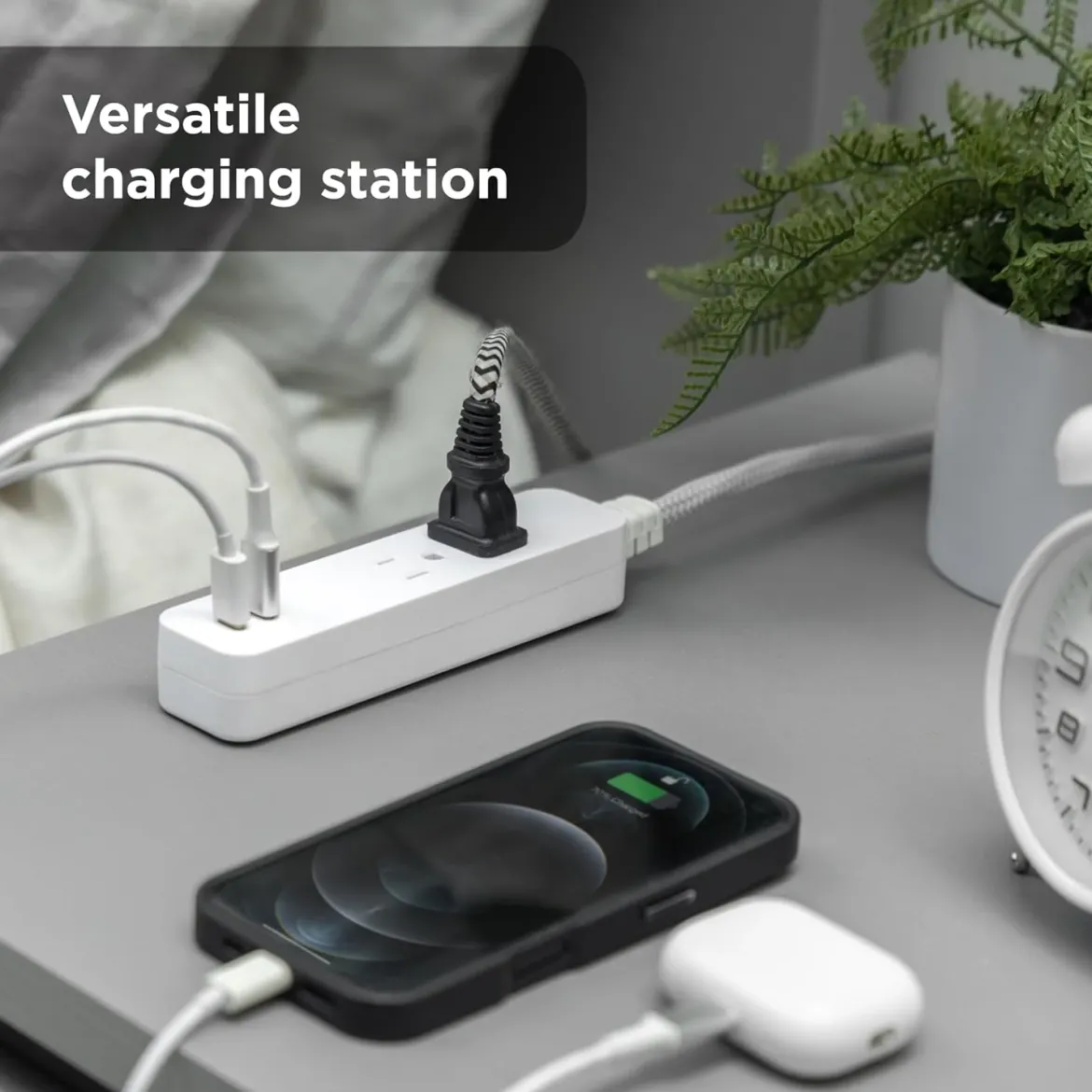 GE 2-Outlet 4ft. Surge Protector with USB Charging, White