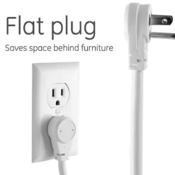 GE 6-Outlet 10ft. Surge Protector With Twist-To-Close Safety Covers, White