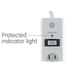 GE 6-Outlet 10ft. Surge Protector With Twist-To-Close Safety Covers, White