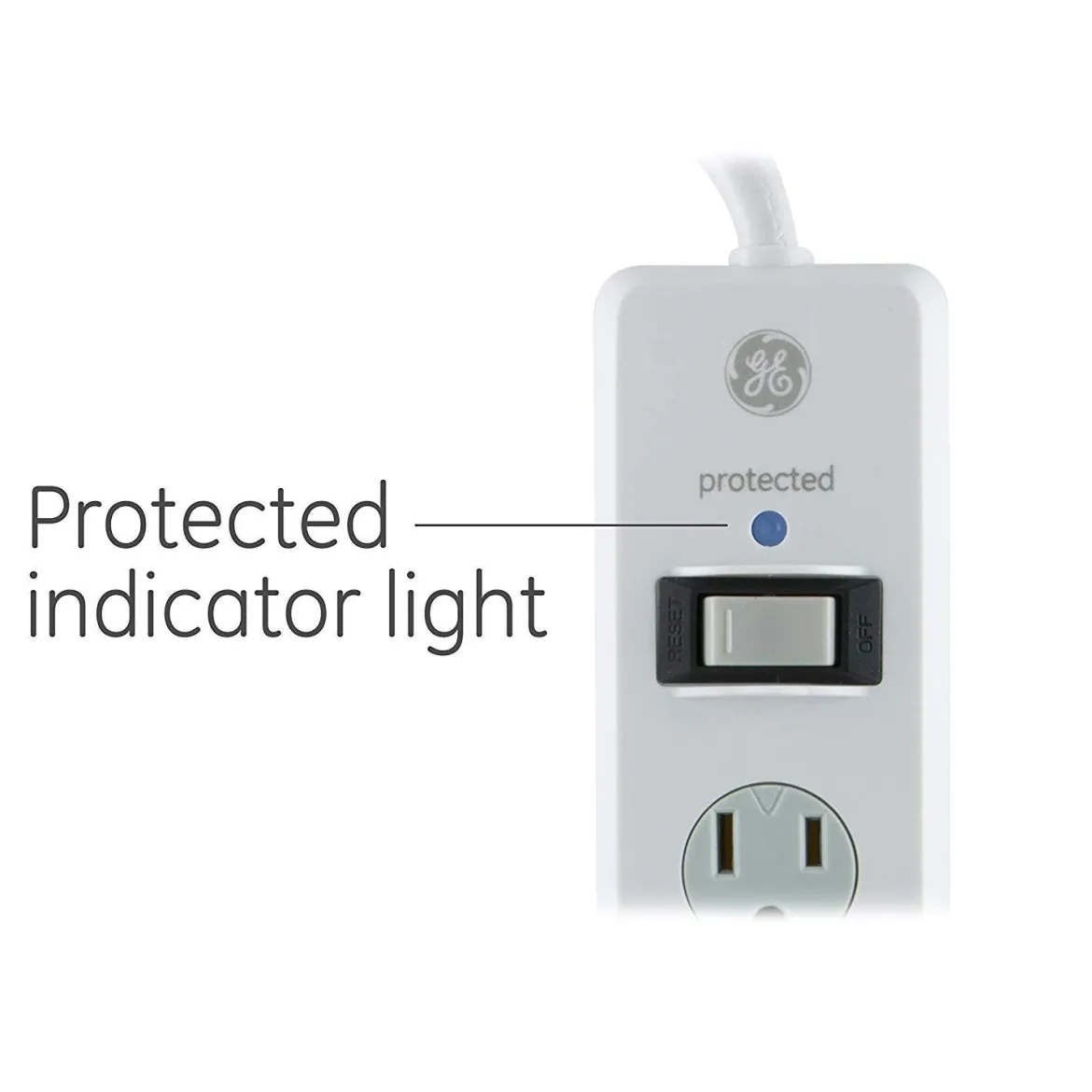 GE 6-Outlet 10ft. Surge Protector With Twist-To-Close Safety Covers, White