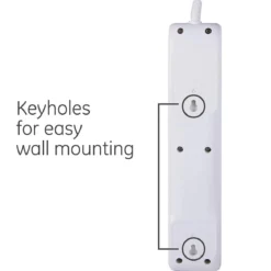 GE 6-Outlet 10ft. Surge Protector With Twist-To-Close Safety Covers, White