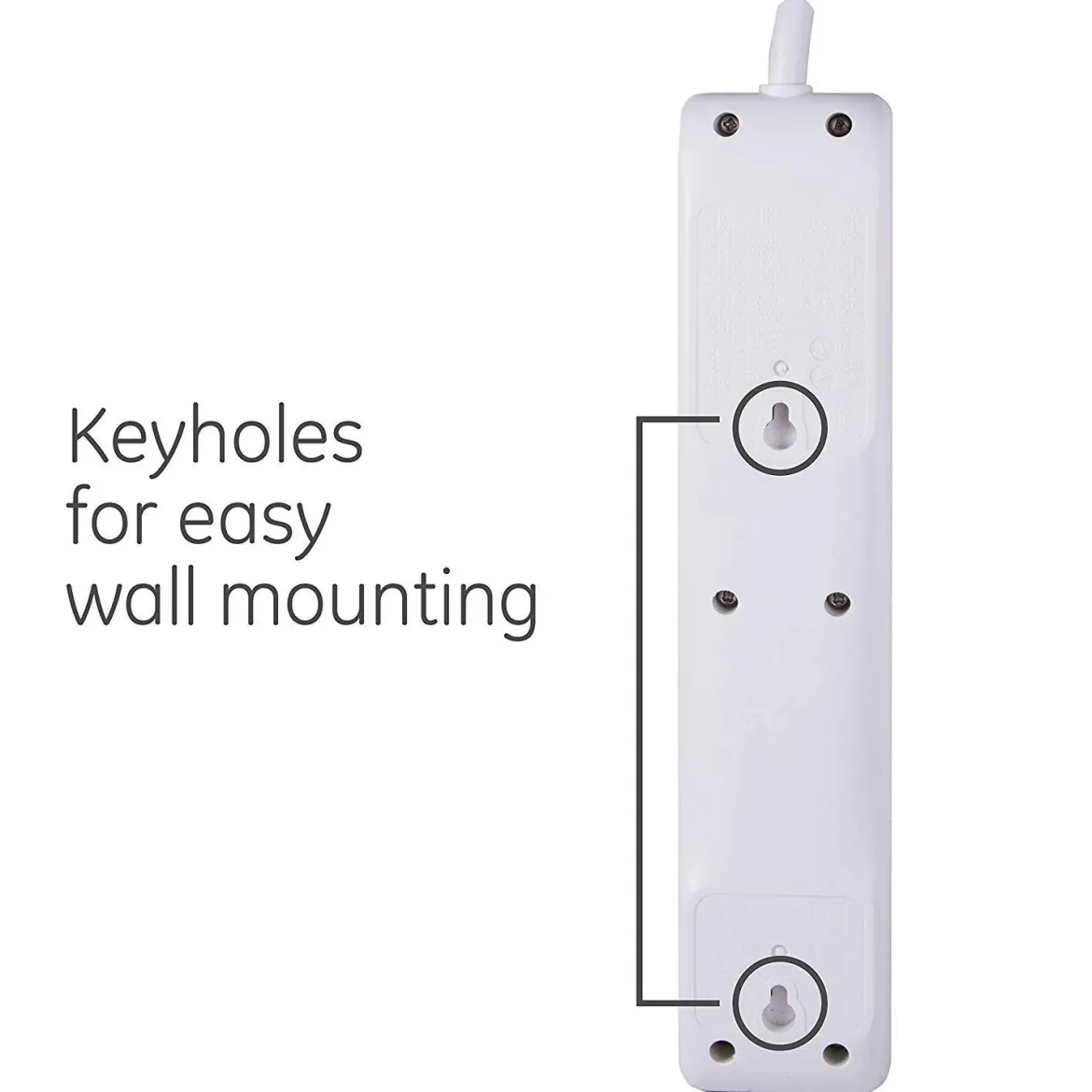 GE 6-Outlet 10ft. Surge Protector With Twist-To-Close Safety Covers, White