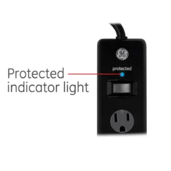 GE 6-Outlet 4ft. Surge Protector with Twist-to-Close Safety Covers, Black