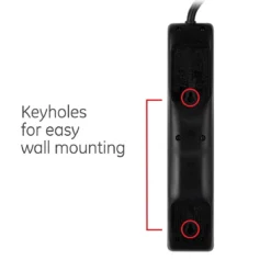 GE 6-Outlet 4ft. Surge Protector with Twist-to-Close Safety Covers, Black