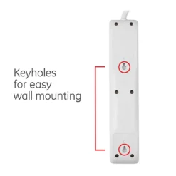 GE 6-Outlet 4ft. Surge Protector with Twist-to-Close Safety Covers, White