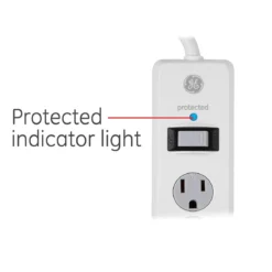 GE 6-Outlet 3ft. Surge Protector with Twist-to-Close Safety Covers, White