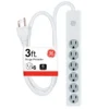 GE 6-Outlet 3ft. Surge Protector with Twist-to-Close Safety Covers, White