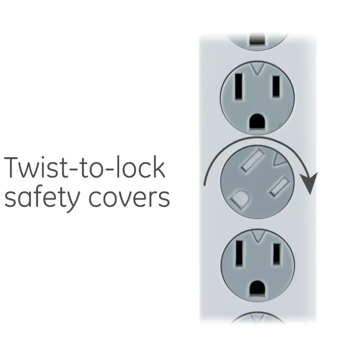 GE 6-Outlet 3ft. Surge Protector with Twist-to-Close Safety Covers, White