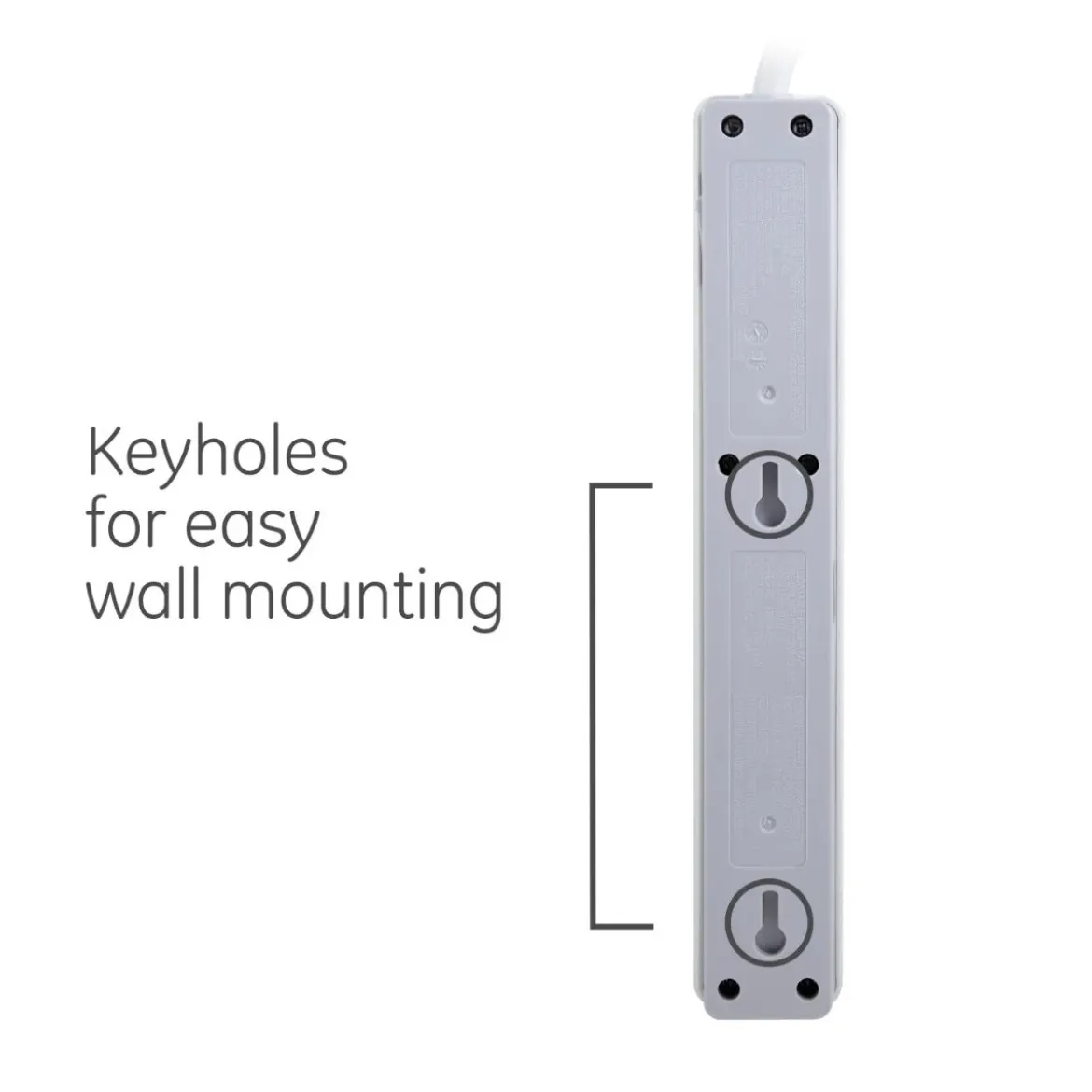 GE 6-Outlet 3ft. Surge Protector with Twist-to-Close Safety Covers, White