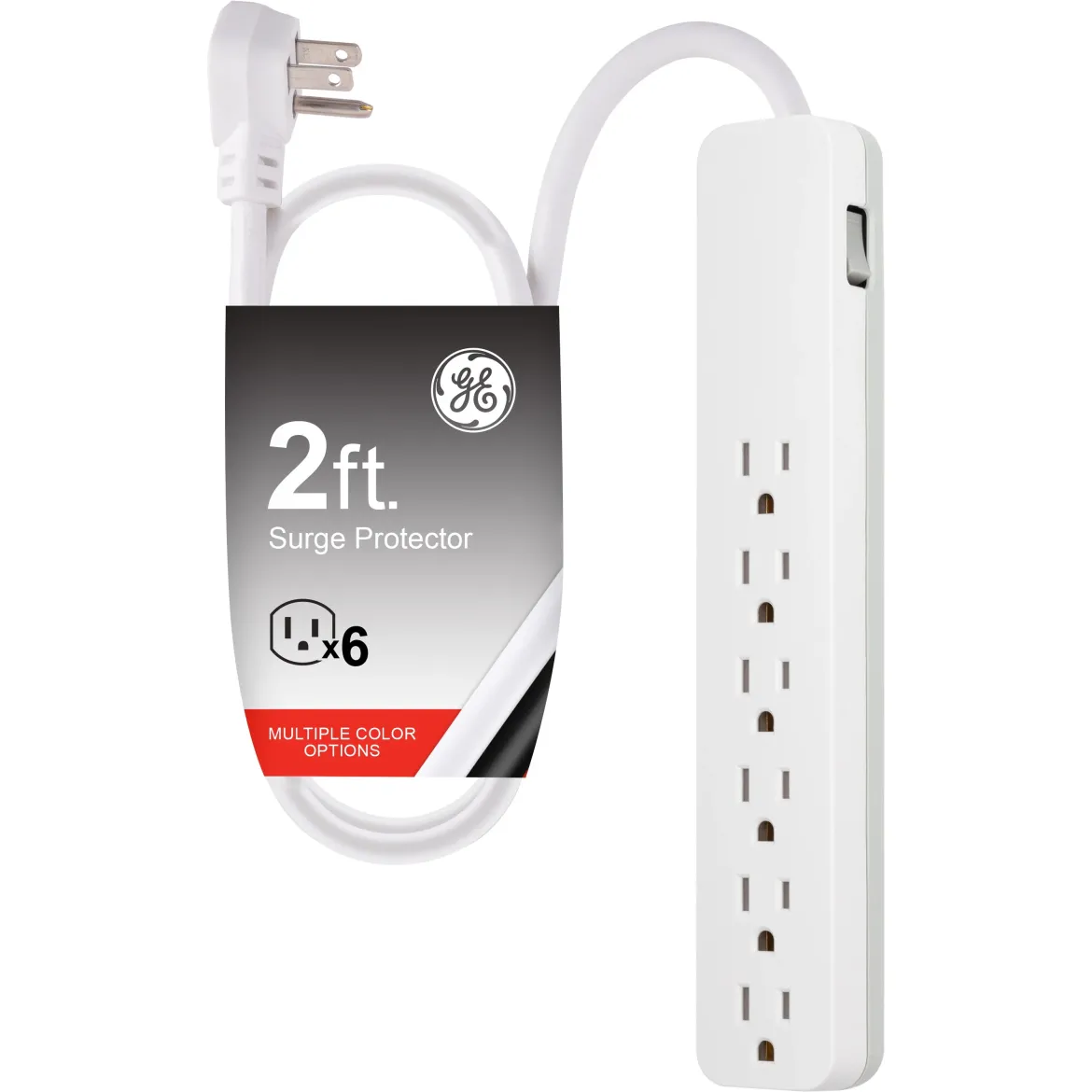 GE 6-Outlet 2ft. Surge Protector, White