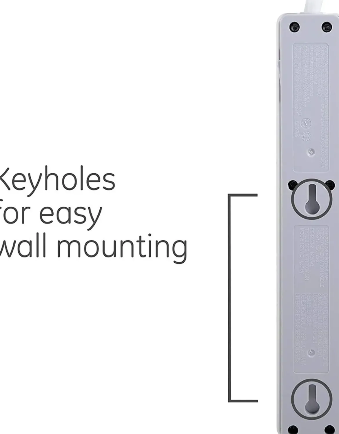 GE 6-Outlet 2ft. Surge Protector with Twist-to-Close Safety Outlets, White