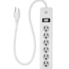 GE 6-Outlet 2ft. Surge Protector with Twist-to-Close Safety Covers, White