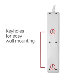 GE 6-Outlet 2ft. Surge Protector with Twist-to-Close Safety Covers, White