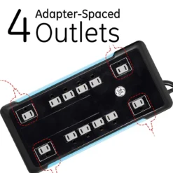 GE 12-Outlet 8ft. Surge Protector with 2-USB Tether, Black