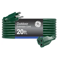 GE 1-Outlet Grounded Extension Cord, Outdoor, 20ft., 16AWG, Green