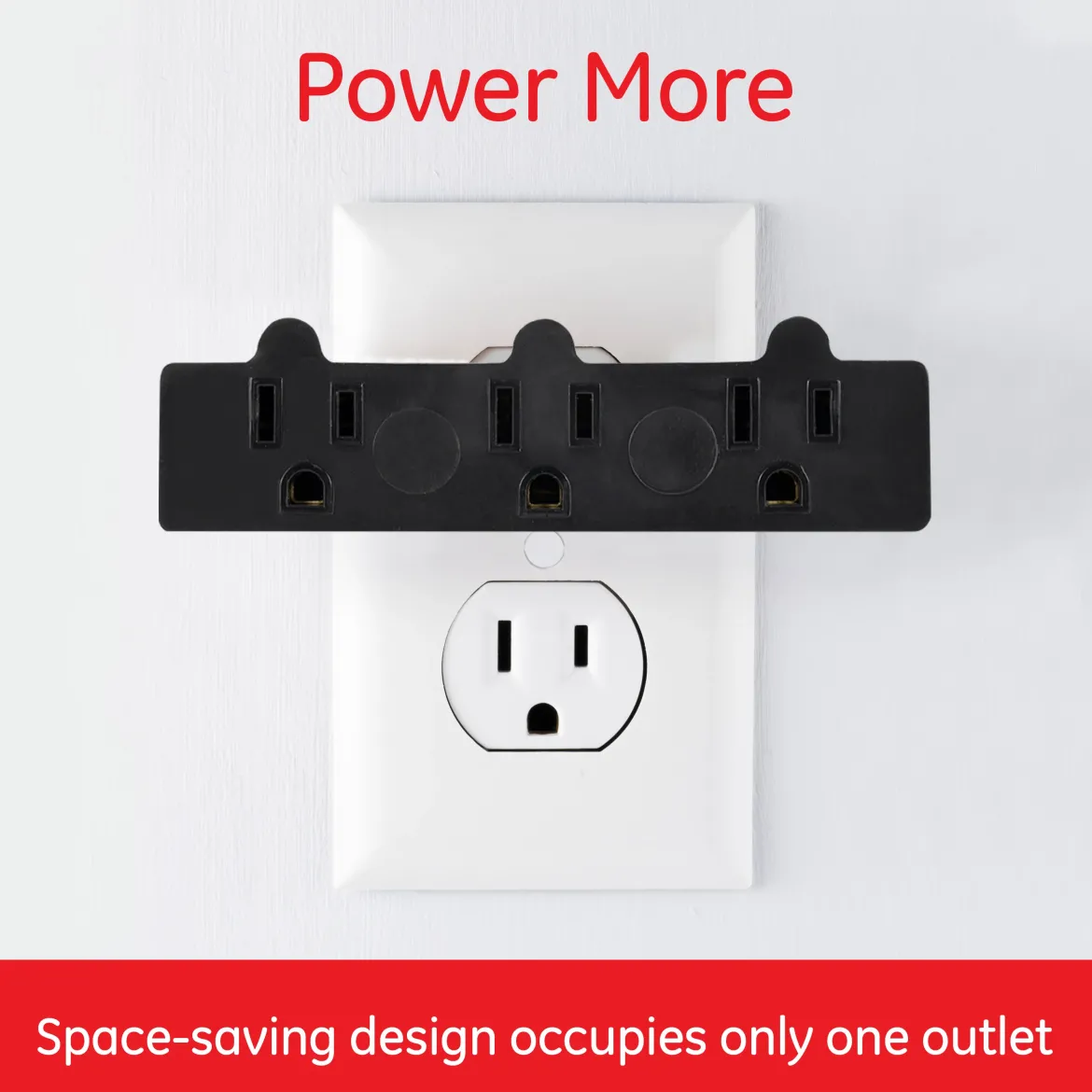 GE 3-Outlet Grounded Tap Adapter, Black