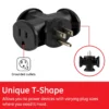 GE 3-Outlet Heavy-Duty 3-Outlet Tap Adapter, Black