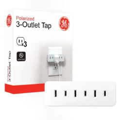 GE 3-Outlet Polarized Wall Tap, White