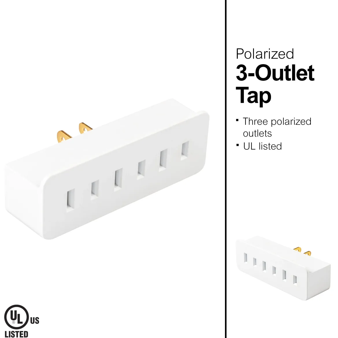 GE 3-Outlet Polarized Wall Tap, White
