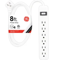 GE 6-Outlet Power Strip 8ft, White