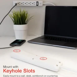 GE 6-Outlet Power Strip 8ft, White