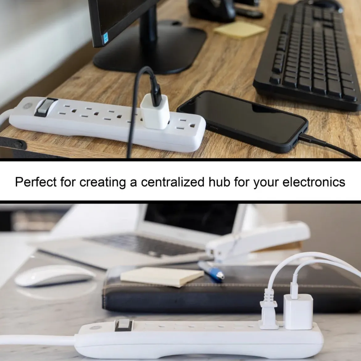 GE 6-Outlet Power Strip 8ft, White