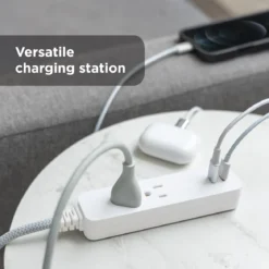 GE 6-Outlet Surge Protector and 2-Outlet Surge Protector with 2 USB-C, 2ft and 245J, White, Combo Pack