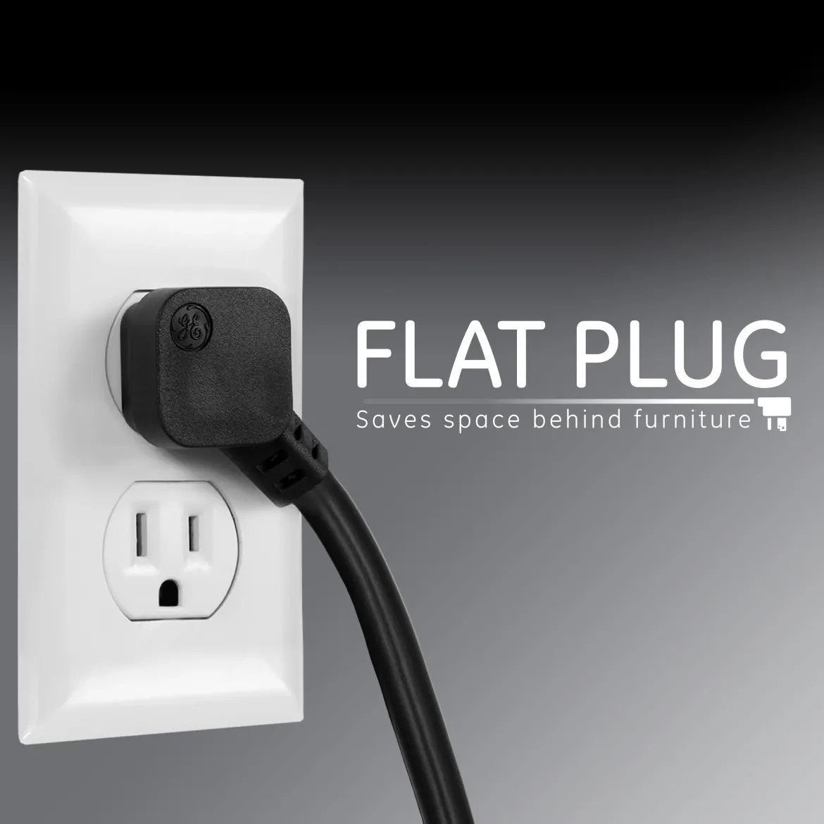 GE 6-Outlet Surge Protector Extension Cord, 450J, Black, 2ft., 2pk