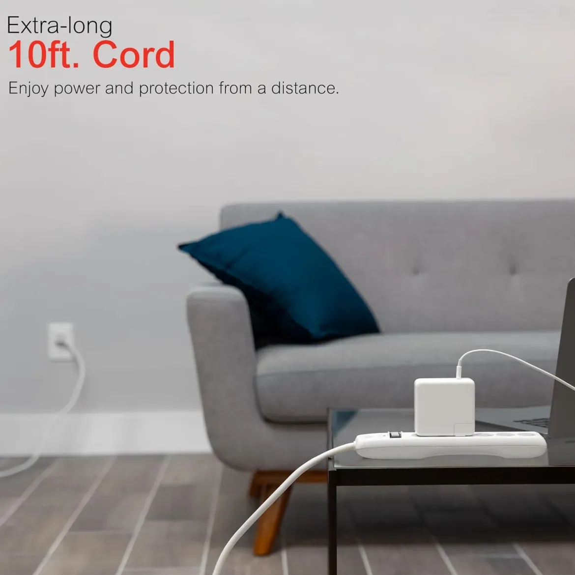 GE 6-Outlet Surge Protector Extension Cord, 10ft., 2pk
